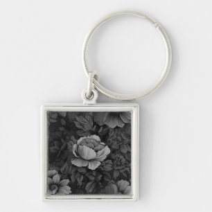 Porte-clés Tonalités assourdies de floral gris