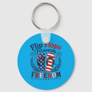 Porte-clés Tongs de Feu d'Artifice Drapeau États-Unis Été 4 J