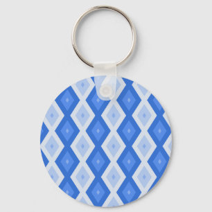 Porte-clés Tons de motif de diamant bleu