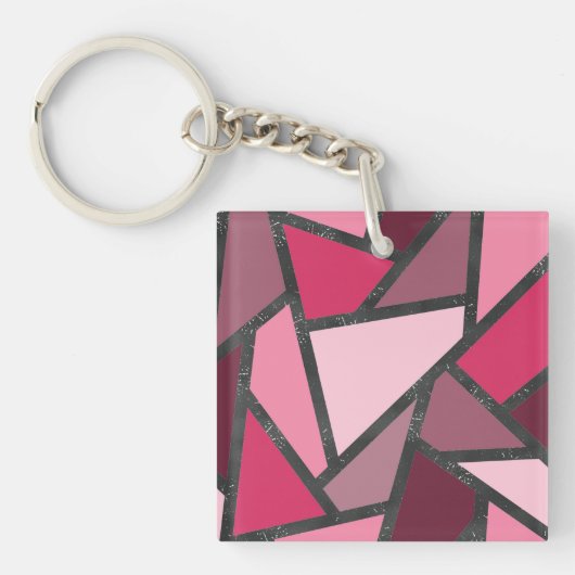 Porte-clés Tons de motif en vitrail rose (Devant)