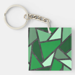 Porte-clés Tons de motif en vitrail vert