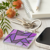 Porte-clés Tons de vitrail violet motif (Devant Droit)