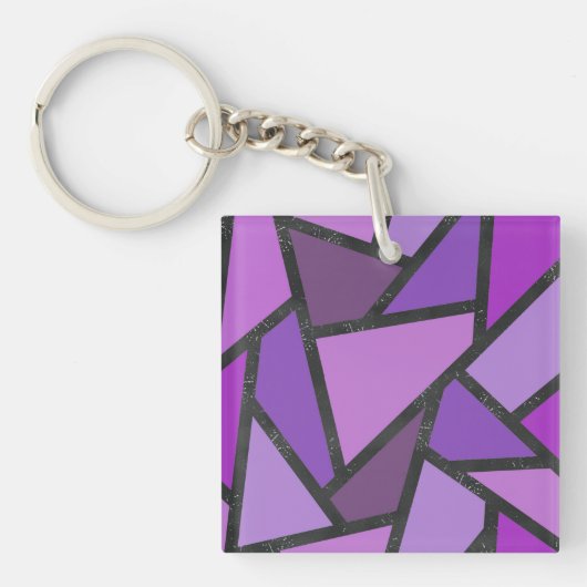 Porte-clés Tons de vitrail violet motif (Devant)