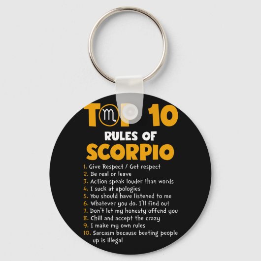 Porte-clés Top 10 des règles de Scorpio Cadeaux d'anniversair (Recto)