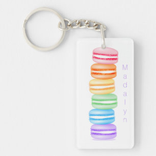 Porte-clés topsy turvy arc-en-ciel macarons personnalisée