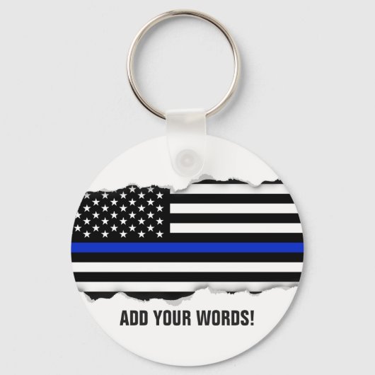 Porte-clés Torn Out Look Police Flag Custom Text (Recto)