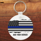 Porte-clés Torn Out Look Police Flag Custom Text (Recto)
