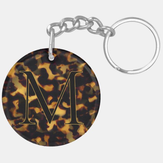 Porte-clés Tortoiseshell Initial Keychain Custom Letter (Dos gauche)