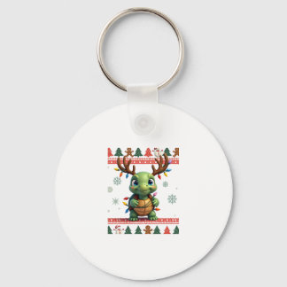 Porte-clés Tortue à éclairage de style pull de Noël moche 