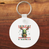 Porte-clés Tortue à éclairage de style pull de Noël moche (Recto)