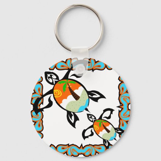Porte-clés Tortue à tirage tropical (Recto)