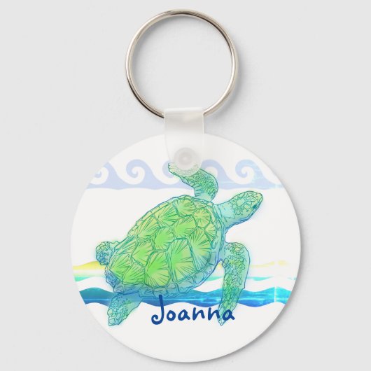 Porte-clés Tortue bleue et verte (Recto)