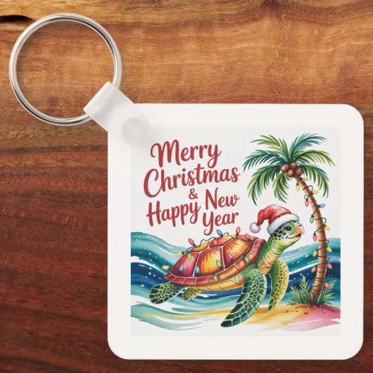 Porte-clés Tortue dans le paradis de Noël Custom (Recto)