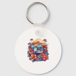 Porte-clés Tortue de mer avec des lunettes de soleil à la pla