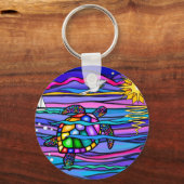 Porte-clés Tortue de mer (bleu/rose) (Recto)