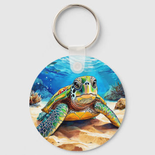 Porte-clés Tortue de mer colorée