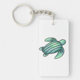 Porte-clés tortue de mer peinte à l'aquarelle dessin animé bl