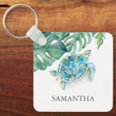 Porte-clés Tortue de mer personnalisée Tropical (Recto)