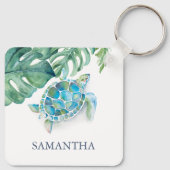 Porte-clés Tortue de mer personnalisée Tropical (Dos)