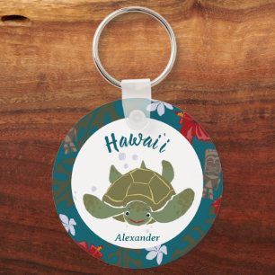Porte-clés Tortue de mer tropicale de dessin animé mignon Haw