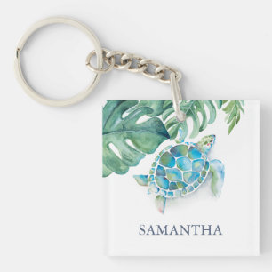 Porte-clés Tortue de mer tropicale personnalisée