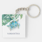 Porte-clés Tortue de mer tropicale personnalisée (Dos)