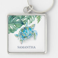 Tortue de mer tropicale Porte - clés personnalisab
