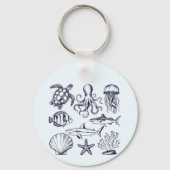 Porte-clés Tortue de plage d'été Poisson Requin Octopus Coqui (Verso)