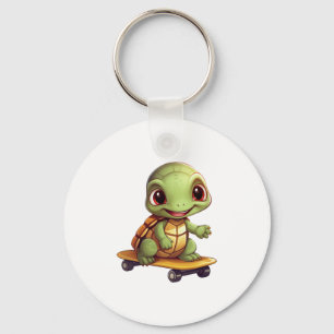 Porte-clés Tortue de skateboard, conception d'animal athlétiq