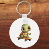 Porte-clés Tortue de skateboard, conception d'animal athlétiq (Recto)