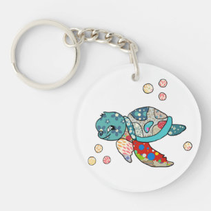 Porte-clés tortue d'eau de couleur vive
