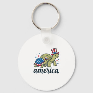 Porte-clés Tortue Patriotique Amérique Gravure Vintage Design