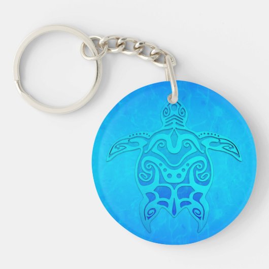 Porte-clés Tortue tribale bleue (Devant)
