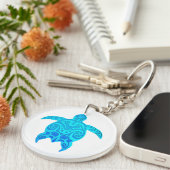 Porte-clés Tortue tribale bleue (Devant droit)