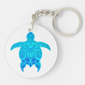Porte-clés Tortue tribale bleue (Dos)