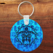 Porte-clés Tortue tribale bleue Sun (Recto)