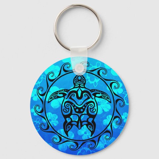 Porte-clés Tortue tribale noire (Recto)