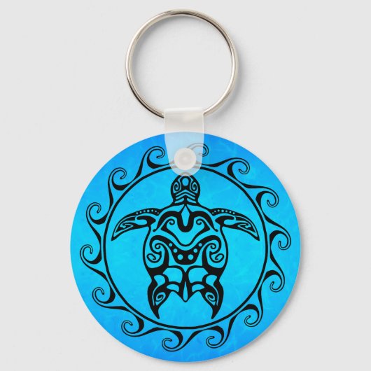 Porte-clés Tortue tribale noire (Recto)