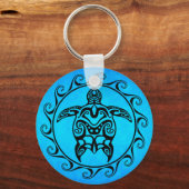 Porte-clés Tortue tribale noire (Recto)