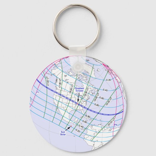 Porte-clés Total Solaire Eclipse 2017 Global Path (Recto)