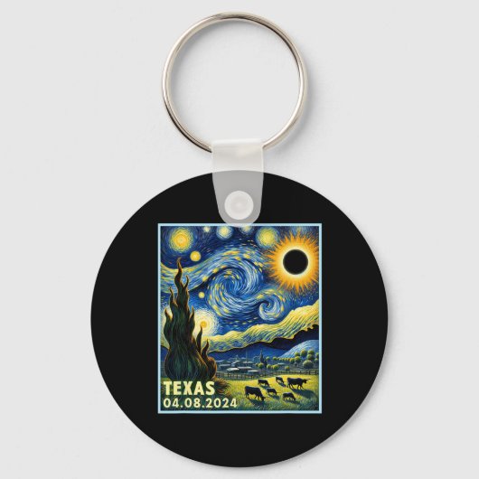Porte-clés Total Solaire Eclipse 2024 Van Gogh Starry Night S (Recto)