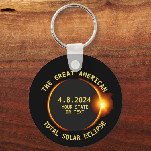 Porte-clés Total Solaire Eclipse 4.8.2024 USA Custom Text (Verso)