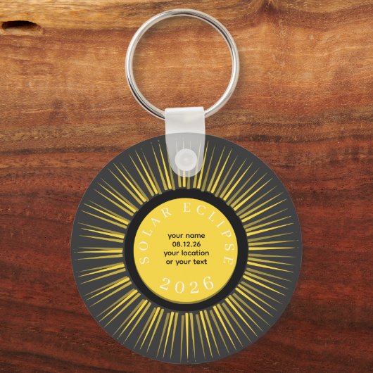 Porte-clés Total solar eclipse 2026 your text personalized (Recto)