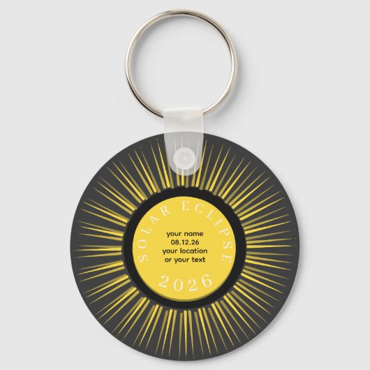 Porte-clés Total solar eclipse 2026 your text personalized (Verso)