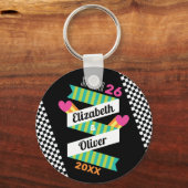 Porte-clés Totalement 80s Stripes et Mariage de coeur (Recto)