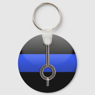 Porte-clés Touche de poignée mince en ligne bleue