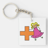 Porte-clés Touche mignonne fille avec signe plus (Devant)