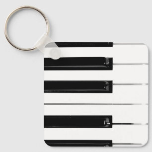 Porte-clés Touches de clavier de piano noir et blanc réaliste
