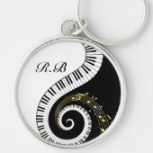 Porte-clés Touches de piano Monogram et notes musicales (Devant)