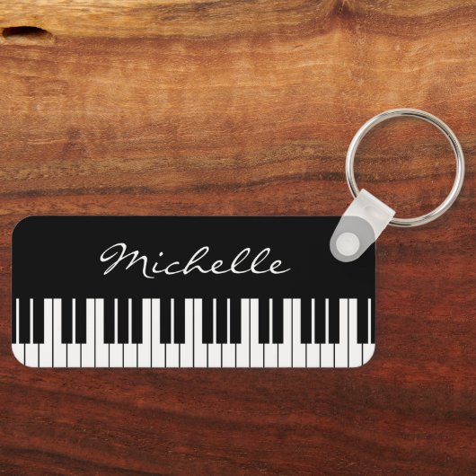 Porte-clés Touches de piano noir et blanc personnalisées port (Recto)